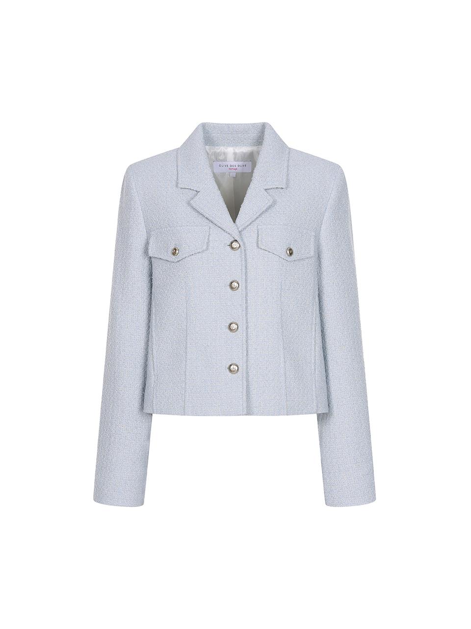 OLIVE DES OLIVE Tweed Single Cropped Jacket (OW5SJ1590)