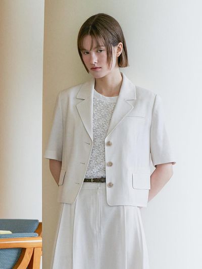 OLIVE DES OLIVE Twill Single Crop Jacket