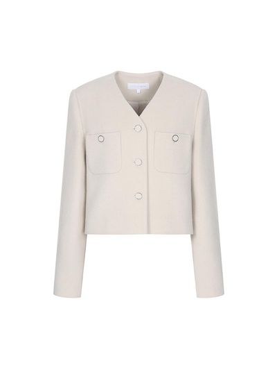 OLIVE DES OLIVE V neck cropped wool jacket OH4WJ1410