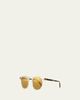 Oliver Peoples Gregory Peck Round Plastic Sunglasses, Clear/Tortoise - 2