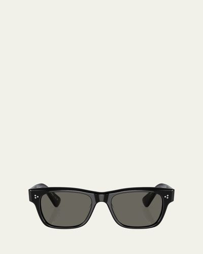 Oliver Peoples Men's Birell Sun Acetate Rectangle Sunglasses