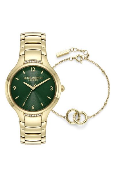 Olivia Burton Olivia Burton Lea Bracelet Watch & Chain Bracelet Gift Set, 34mm