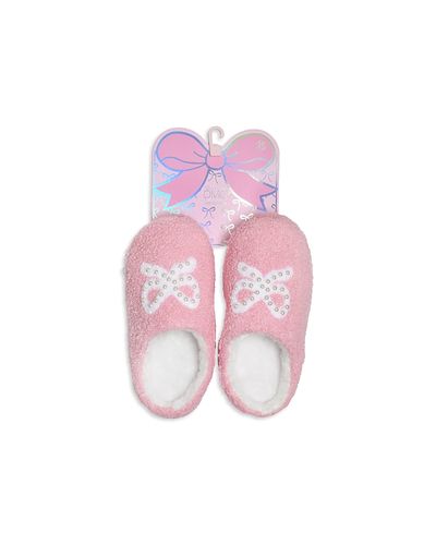 Omg Accessories Omg Accessories Girls' Bow Pearl Plush Slippers