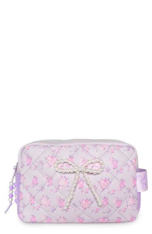 OMG Accessories OMG Accessories Kids' Bow Pearl Floral Quilted Cosmetic Bag