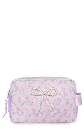 OMG Accessories OMG Accessories Kids' Bow Pearl Floral Quilted Cosmetic Bag