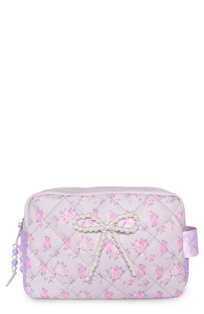 OMG Accessories OMG Accessories Kids' Bow Pearl Floral Quilted Cosmetic Bag