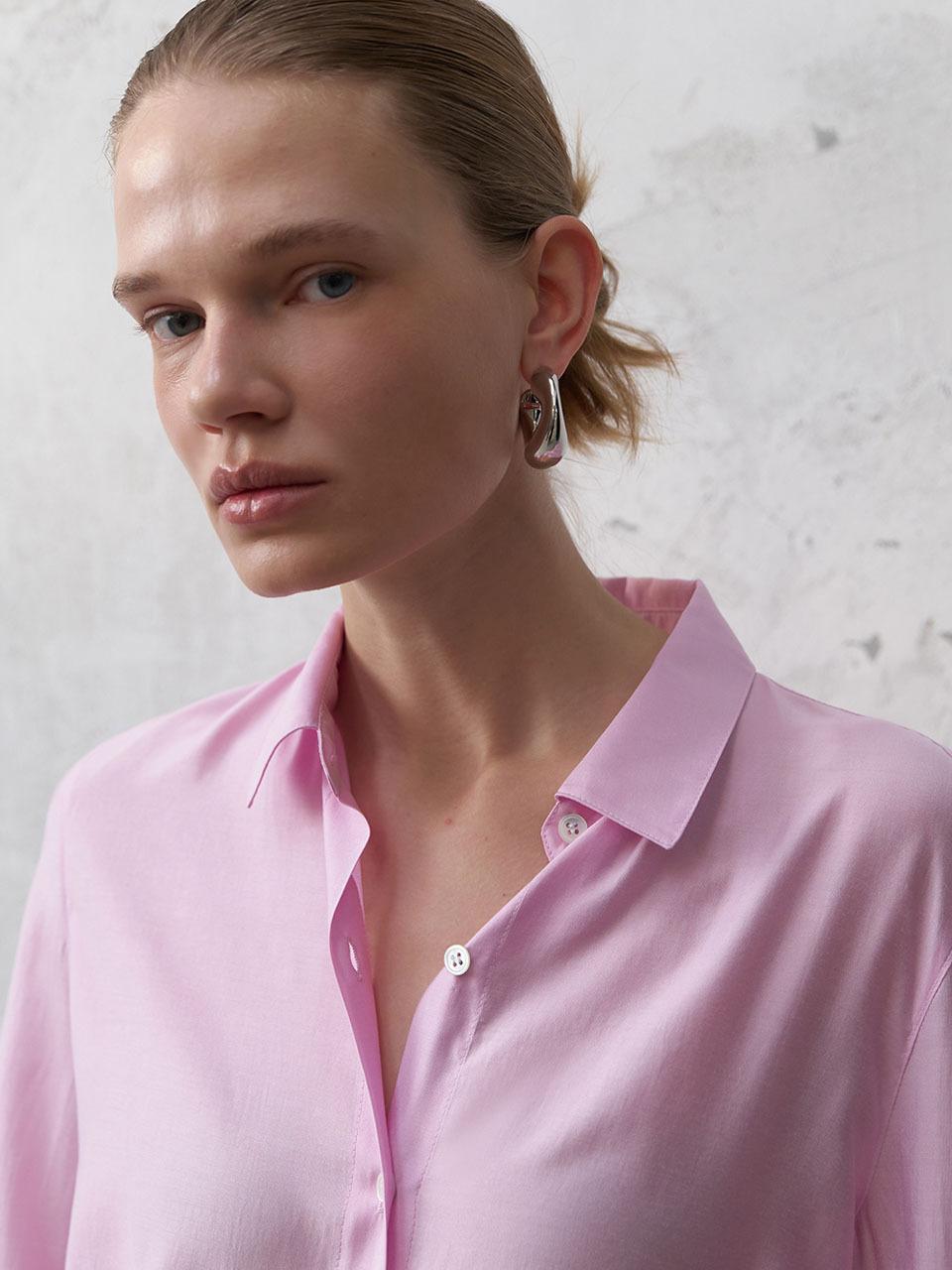 ONE Collar Satin Blouse_PINK