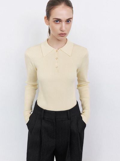ONE Collar Slim Knit_CREAM