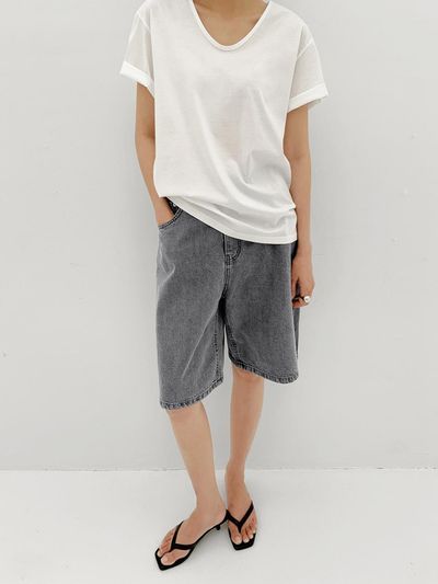 ONE Deep U-neck Silket T_WHITE