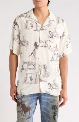 ONE OF THESE DAYS ONE OF THESE DAYS Charcoal Montage Cotton Camp Shirt