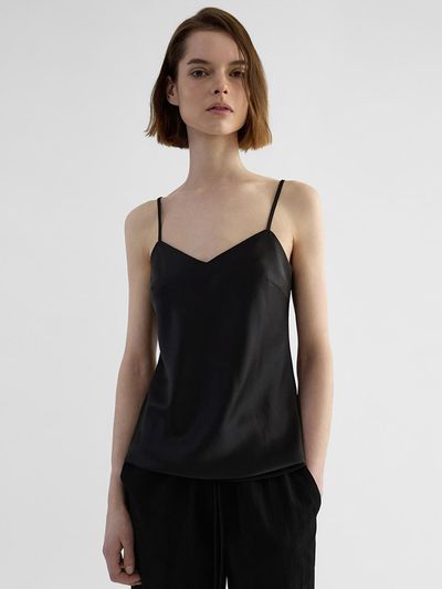 ONE Satin Sleeveless Tank [BLACK]