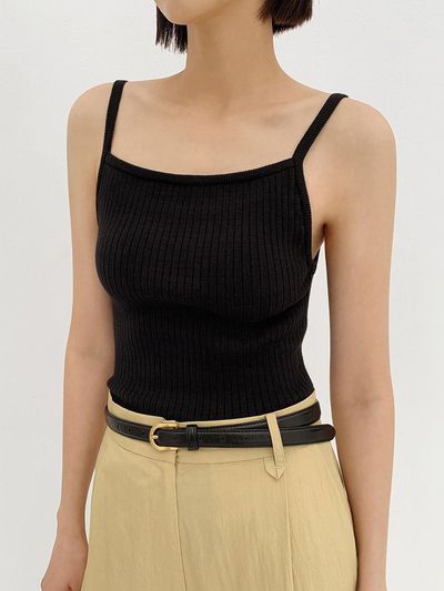 ONE Square Knit Cami_BLACK