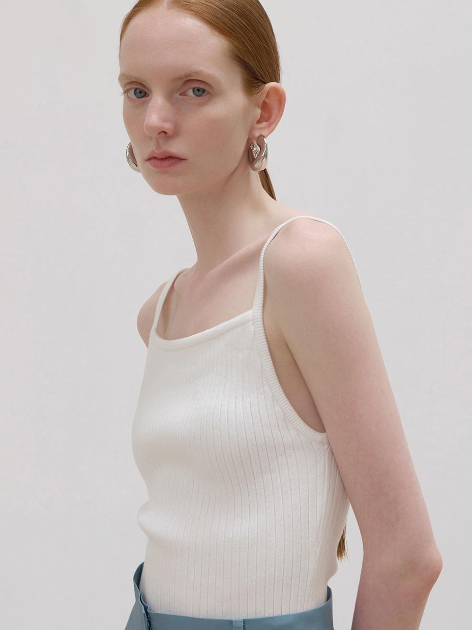 ONE Square Knit Cami_WHITE