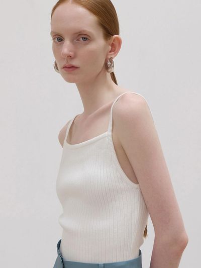 ONE Square Knit Cami_WHITE