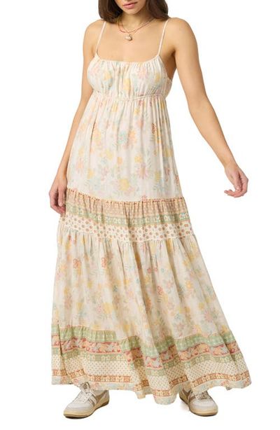 O'Neill O'Neill Lillie Floral Border Print Tiered Maxi Dress