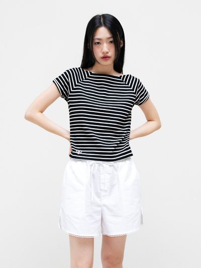 oneninenineone Boat Neck Pima Cotton T-Shirt_Black
