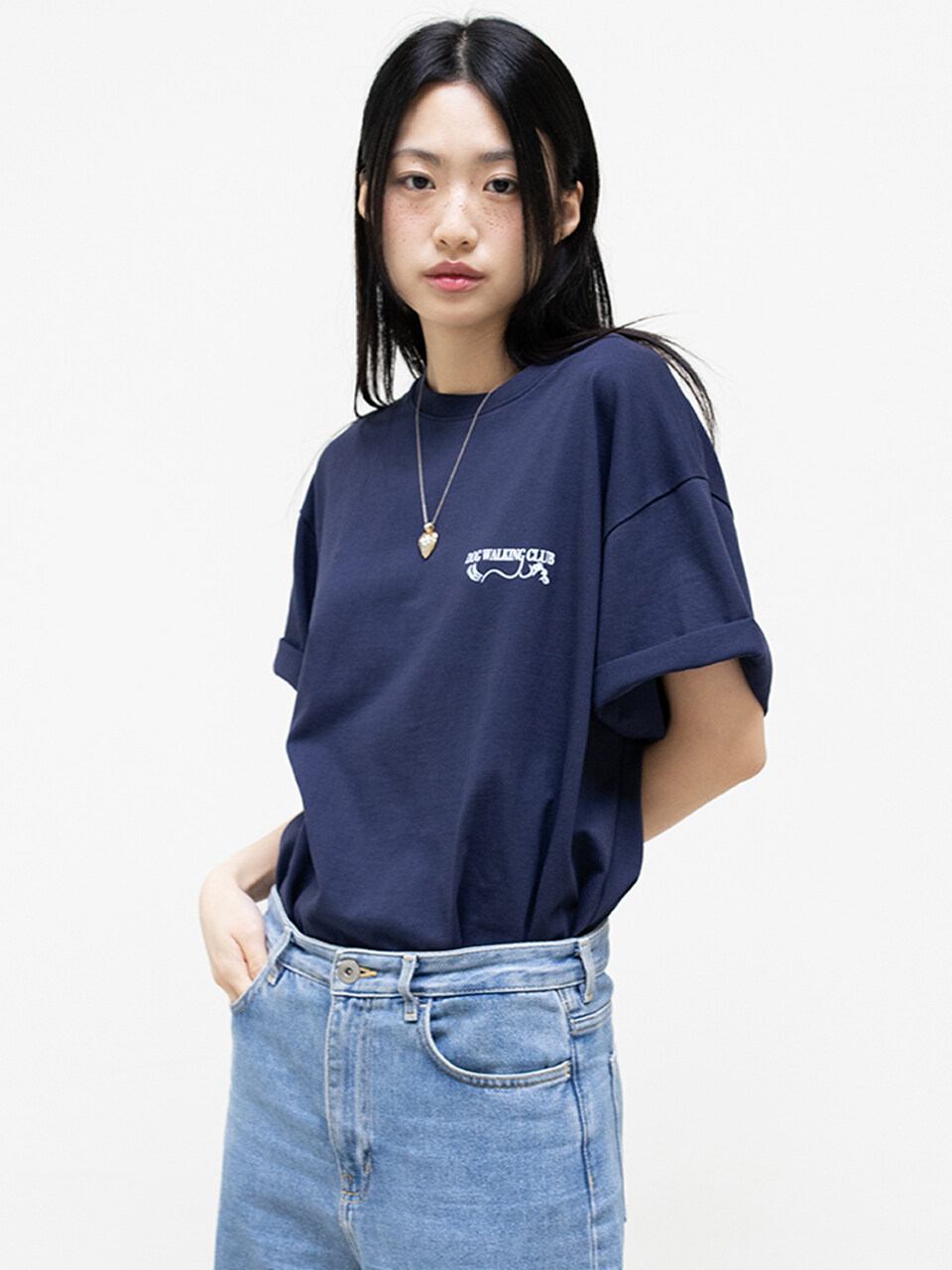 oneninenineone Dog Back Printing Over Fit T-Shirt_Navy