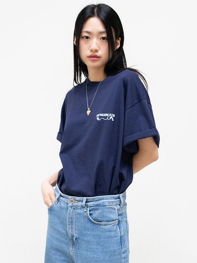 oneninenineone Dog Back Printing Over Fit T-Shirt_Navy