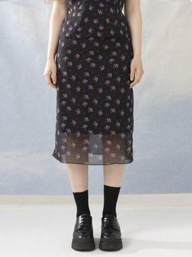 oneninenineone FLOWER PRINTING LOWWAIST SKIRT_NAVY