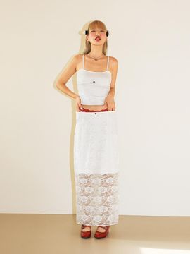 oneninenineone ROSE COSAGE LACE LONG SKIRT_WHITE