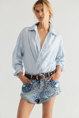 OneTeaspoon OneTeaspoon Bandits Printed Low-Waist Denim Shorts