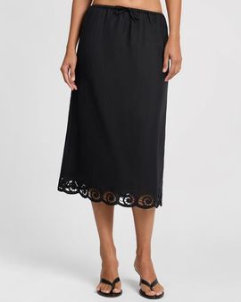 Onia Onia Air Linen Scallop Midi Skirt