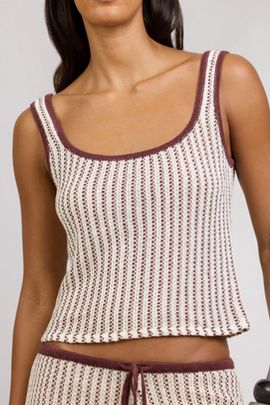 Onia Onia Crochet Knit Square Neck Tank Top in Egret/Cacao, Women's at Urban Outfitters
