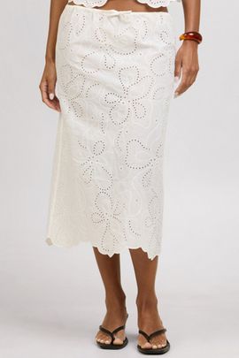 Onia Onia Drawstring Midi Skirt in White, Women's at Urban Outfitters