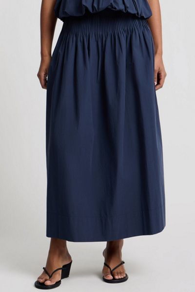 Onia Onia Full Pintuck Skirt in Noir Navy, Women's at Urban Outfitters