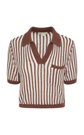 Onia Onia Linen Knit Cropped Polo Top