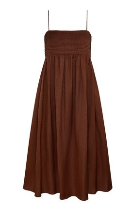 Onia Onia Pintuck LinenBlend Midi Dress