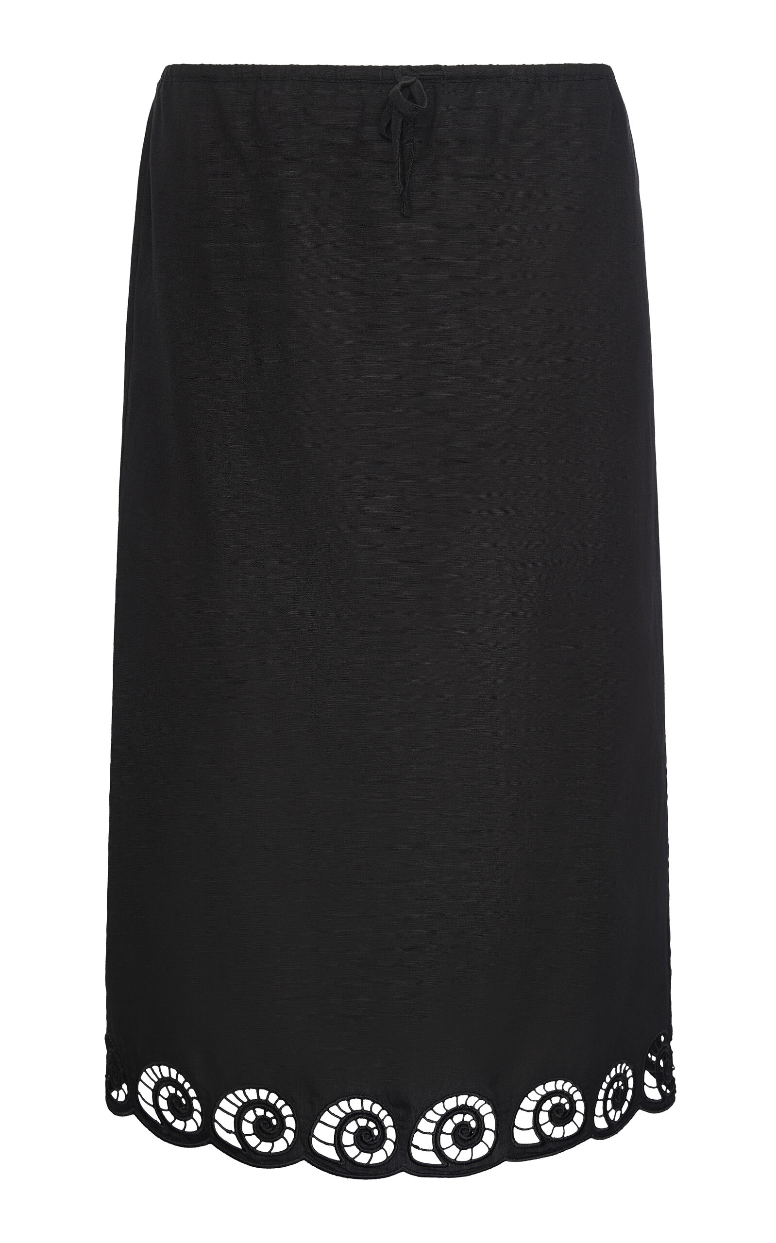 Onia Onia Scalloped Linen Midi Skirt