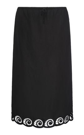 Onia Onia Scalloped Linen Midi Skirt