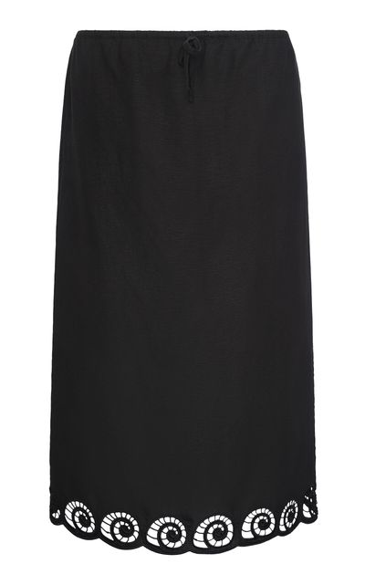 Onia Onia Scalloped Linen Midi Skirt