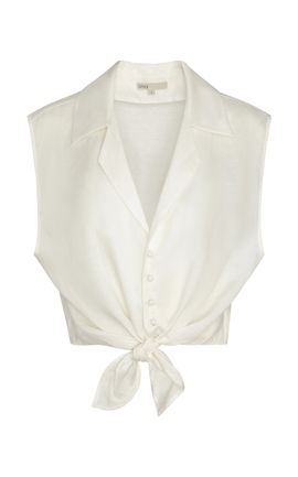 Onia Onia Tie Front LinenBlend Shirt