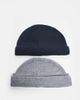 ONLY & SONS ONLY & SONS 2 pack fisherman beanie hats in black & charcoal - 1