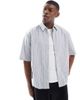 ONLY & SONS ONLY & SONS boxy fit oxford shirt in white & blue stripe - 1