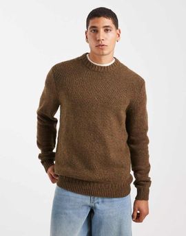 ONLY & SONS ONLY & SONS crew neck knit sweater in speckled olive-Green