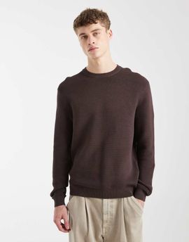 ONLY & SONS ONLY & SONS crew neck rib knit sweatshirt in brown