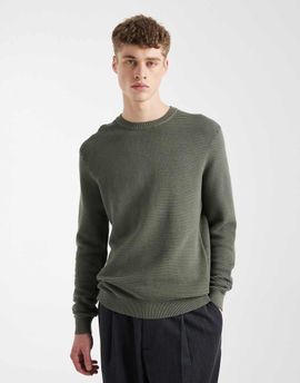 ONLY & SONS ONLY & SONS crew neck rib knit sweatshirt in green gray