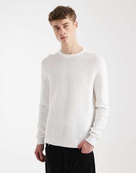 ONLY & SONS ONLY & SONS crew neck rib knit sweatshirt in white