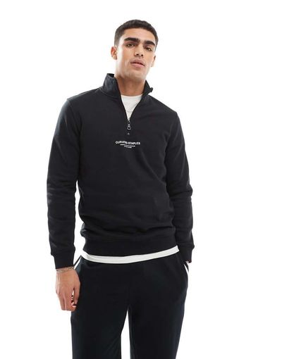 ONLY & SONS ONLY & SONS curated high neck 1/4 zip sweater in black