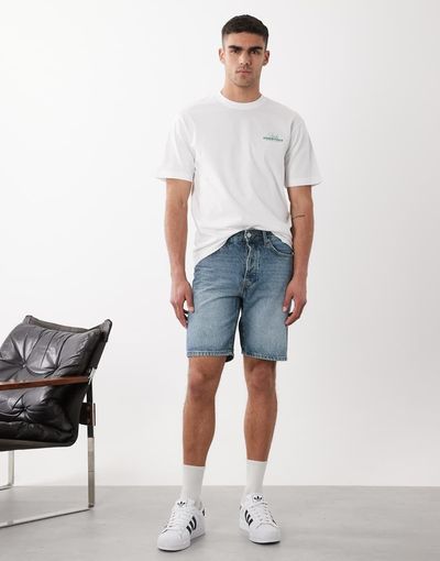 ONLY & SONS ONLY & SONS Edge straight fit shorts in mid wash blue