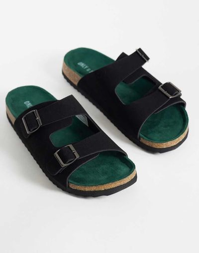 ONLY & SONS ONLY & SONS faux suede mule sandals in black