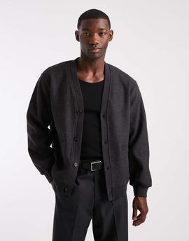 ONLY & SONS ONLY & SONS faux wool cardigan in charcoal-Gray