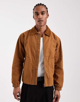 ONLY & SONS ONLY & SONS heavyweight barn jacket with corduroy collar in deep tan-Brown