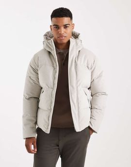 ONLY & SONS ONLY & SONS hooded puffer jacket in cream multi corduroy-Neutral