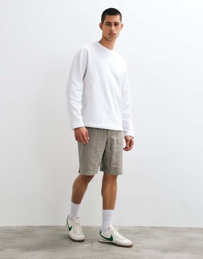 ONLY & SONS ONLY & SONS linen blend textured shorts set in sage green