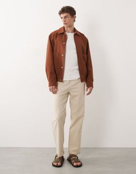 ONLY & SONS ONLY & SONS linen mix loose fit pants in beige-Neutral