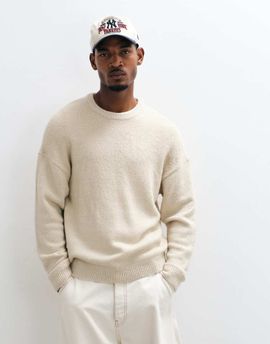 ONLY & SONS ONLY & SONS long sleeve soft crew neck knit in cream-White